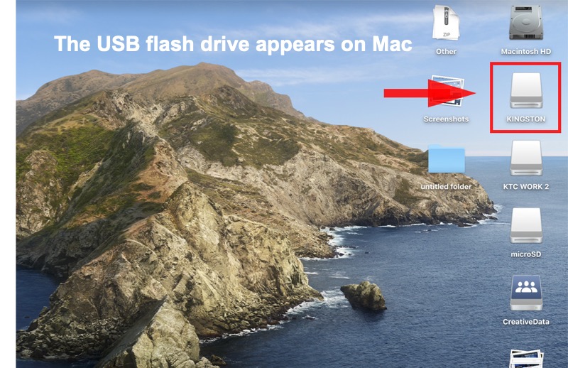 USB drive on Mac Desktop 