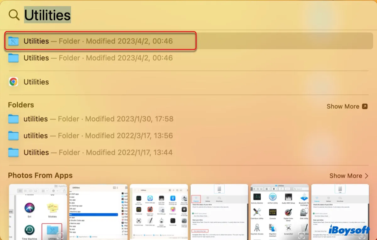 So greifen Sie auf den Utilities-Ordner auf Mac über Spotlight zu