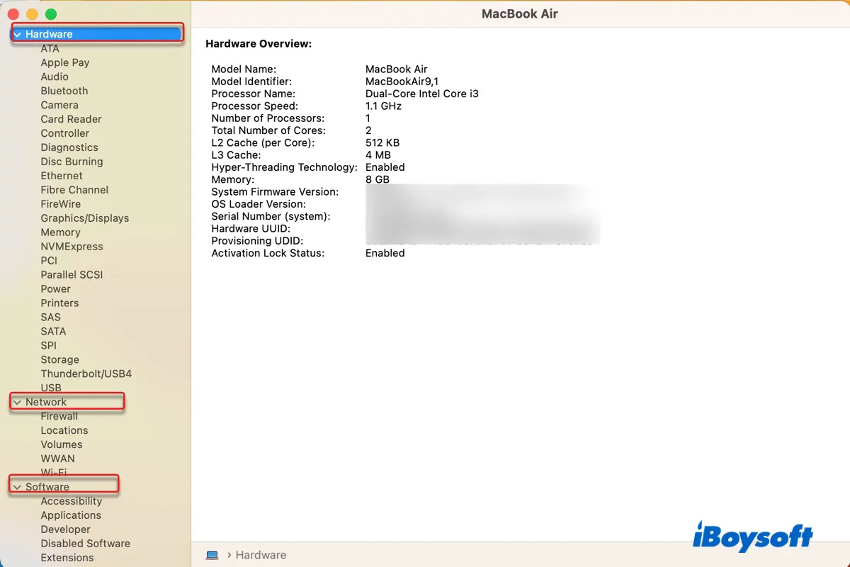 System Information in Utilities folder on Mac