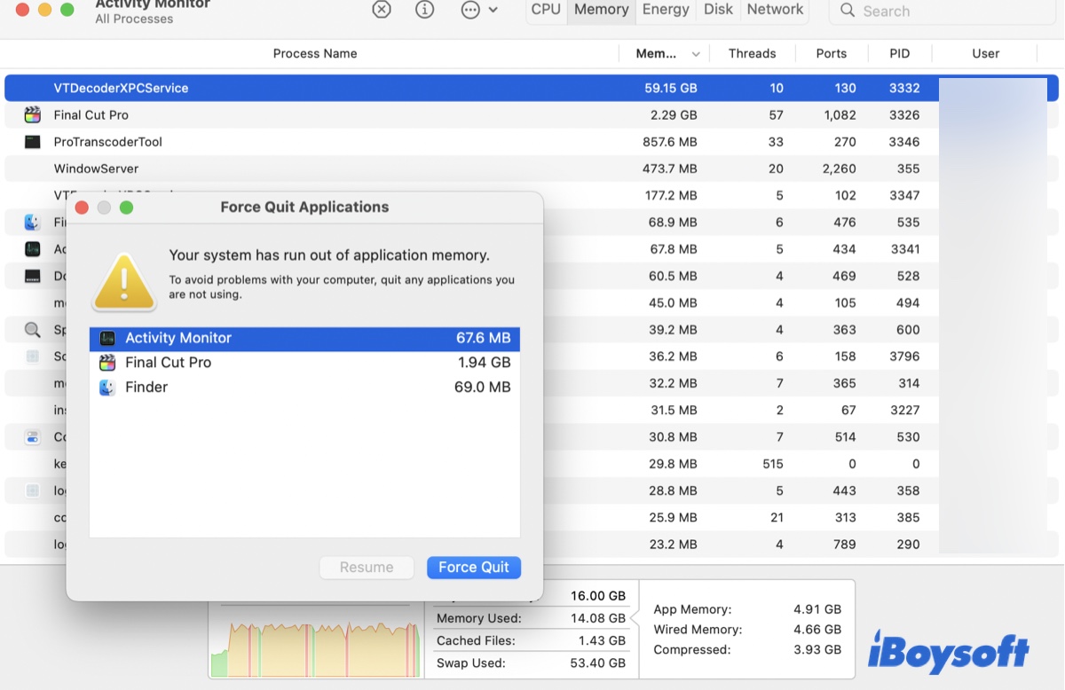 VTDecoderXPCService high memory usage