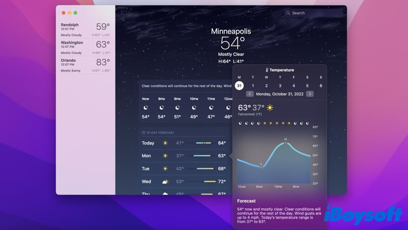Weather app for Mac