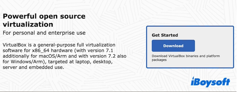 VirtualBoxウェブサイトでダウンロードをクリック