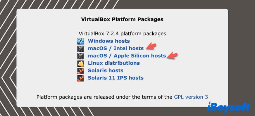 Mac用にVirtualBoxをダウンロード