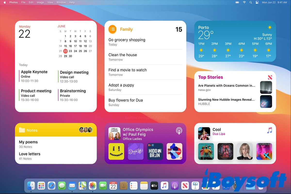 Widgets do Desktop no macOS Sonoma