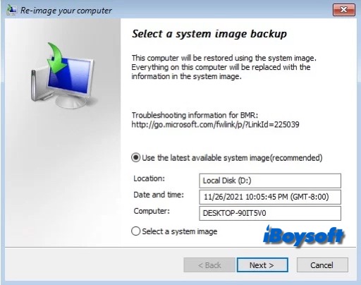 select image backup