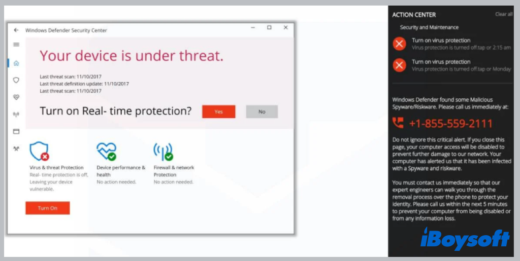 arnaque d'avertissement de sécurité de Windows