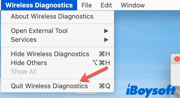 quit Wireless Diagnostics on Mac