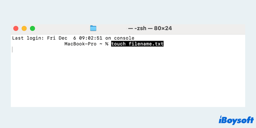 Macで0バイトファイルを作成する方法