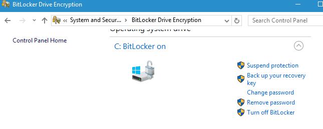 Interrompre la protection de BitLocker