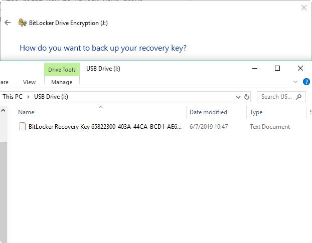 Trouver la clé de récupération BitLocker sur une clé USB