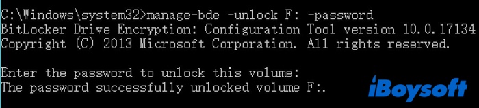 Déverrouiller le lecteur BitLocker à l aide de CMD