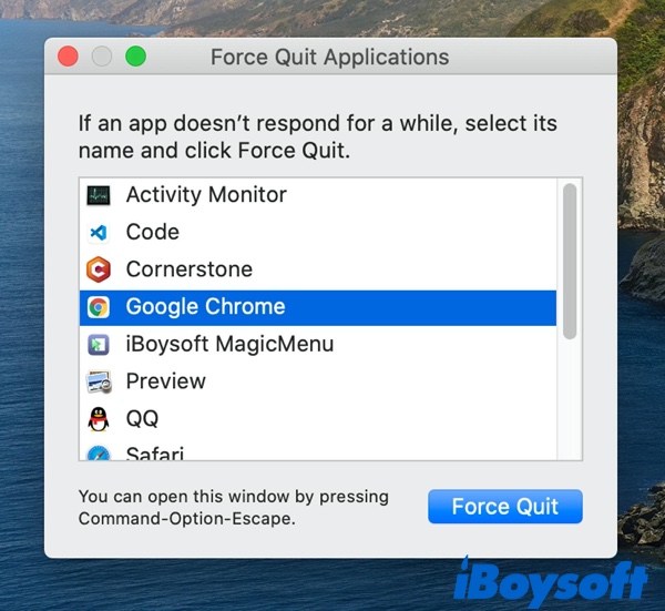 quitter les applications sur Mac