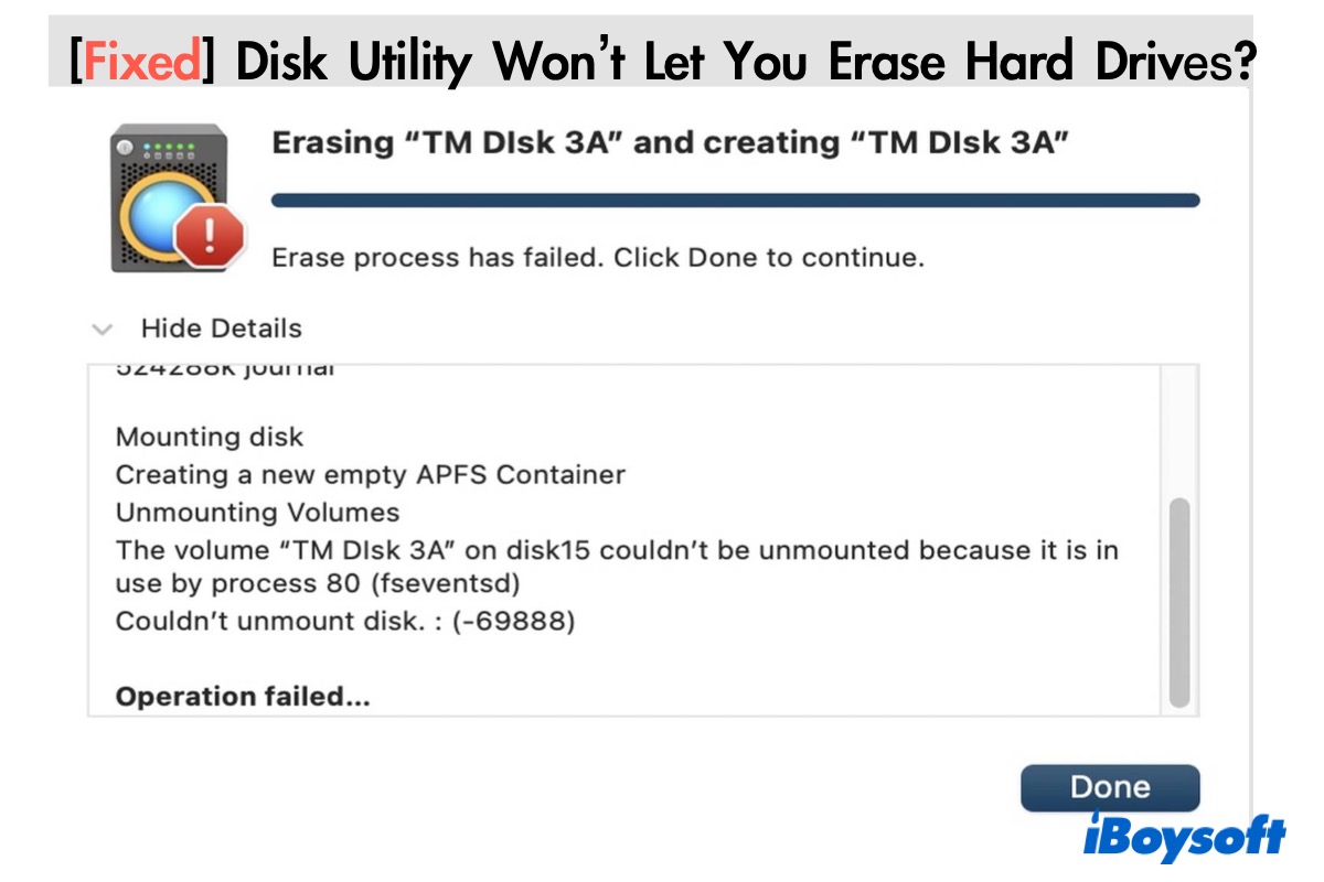 Fix Disk Utility ne vous permet pas deffacer le disque dur