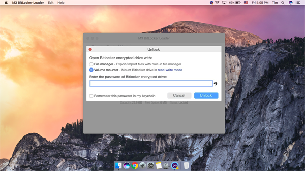 ouvrir le disque dur chiffré BitLocker sur mac