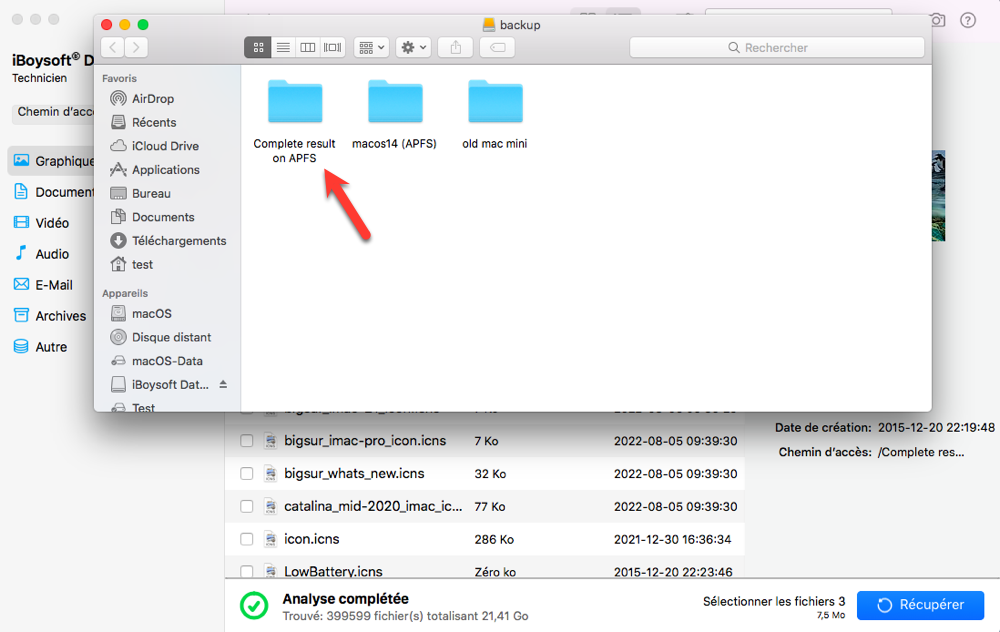récupération de fichiers à partir d'un disque interne