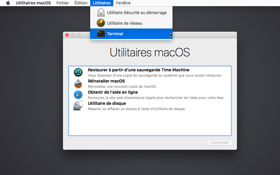 Ouvrir Terminal