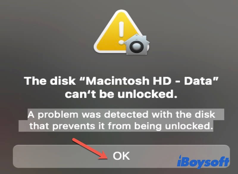 Correction des données Macintosh HD qui ne peuvent pas être déverrouillées