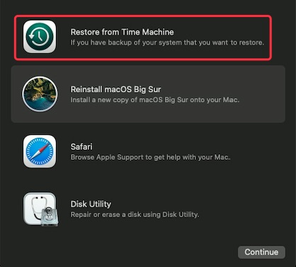 Mode de récupération macOS sur M1 Mac
