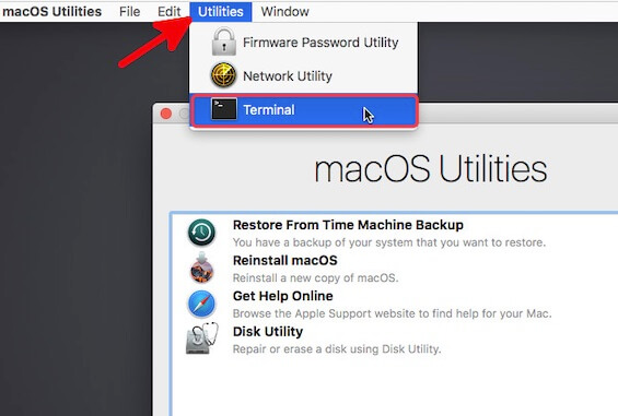 Ouvrez le Terminal en mode récupération macOS