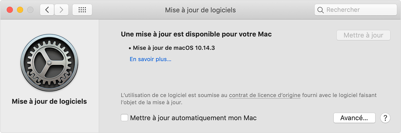 Une mise à jour Mac est disponible