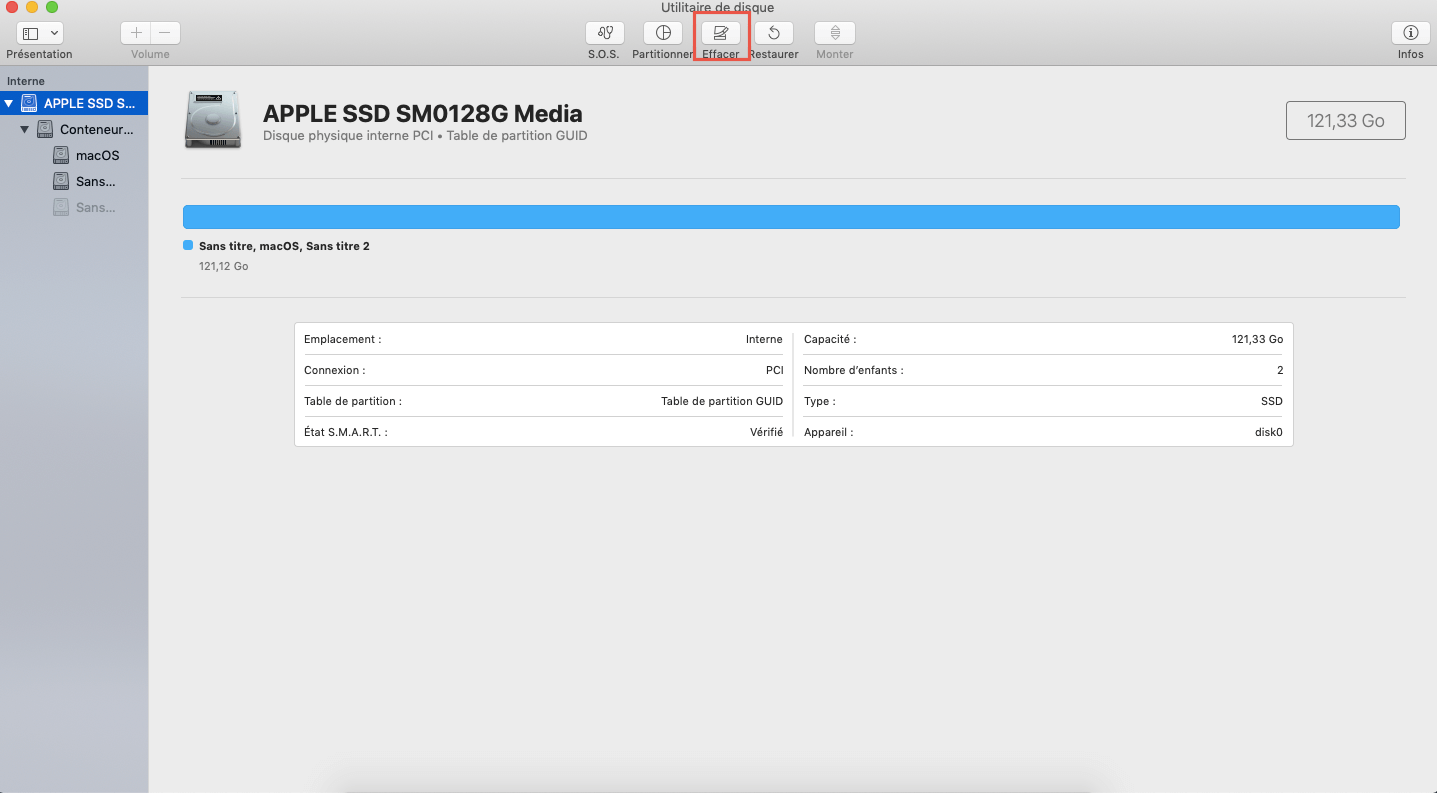 Effacer le disque dur du Mac pour réinstaller macOS