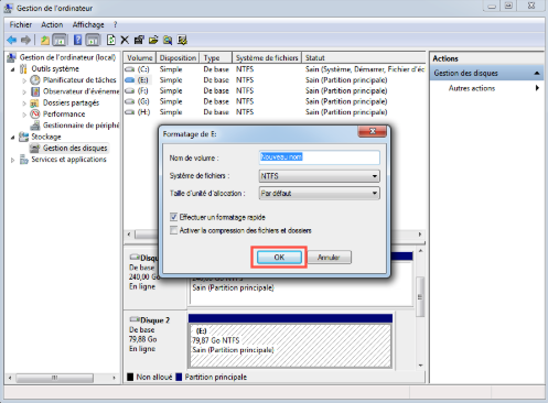 Corriger un disque dur externe corrompu par formatage sous Windows
