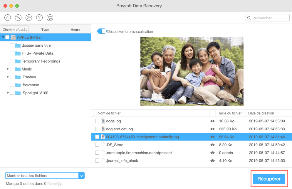 Prévisualiser les photos supprimées sous Mac avec iBoysoft Data Recovery for Mac
