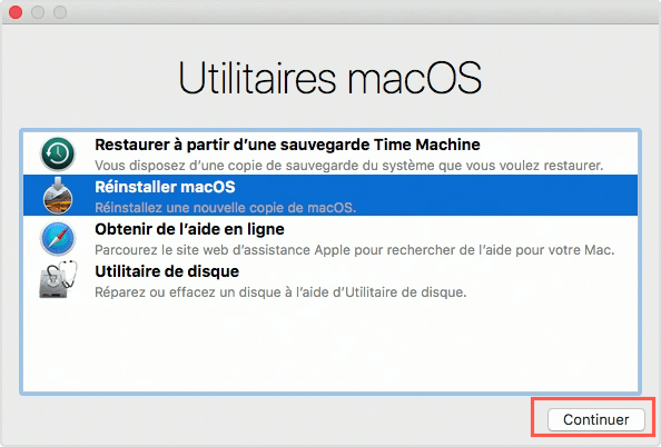 Réinstaller macOS en mode de récupération macOS