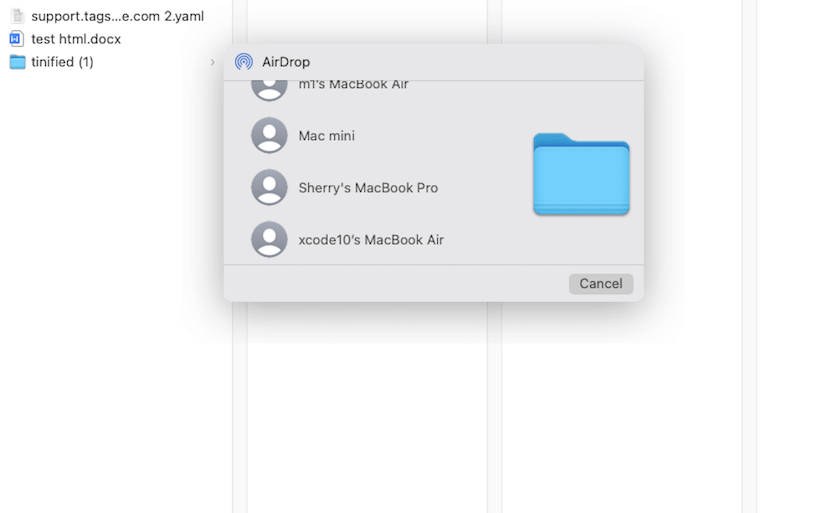 select AirDrop from the right-click menu