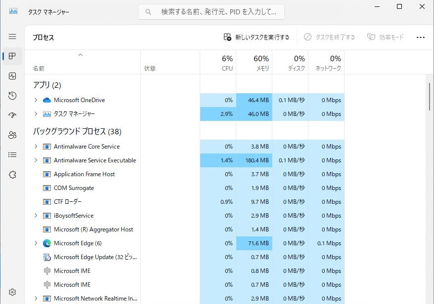 Windowsタスクマネージャ