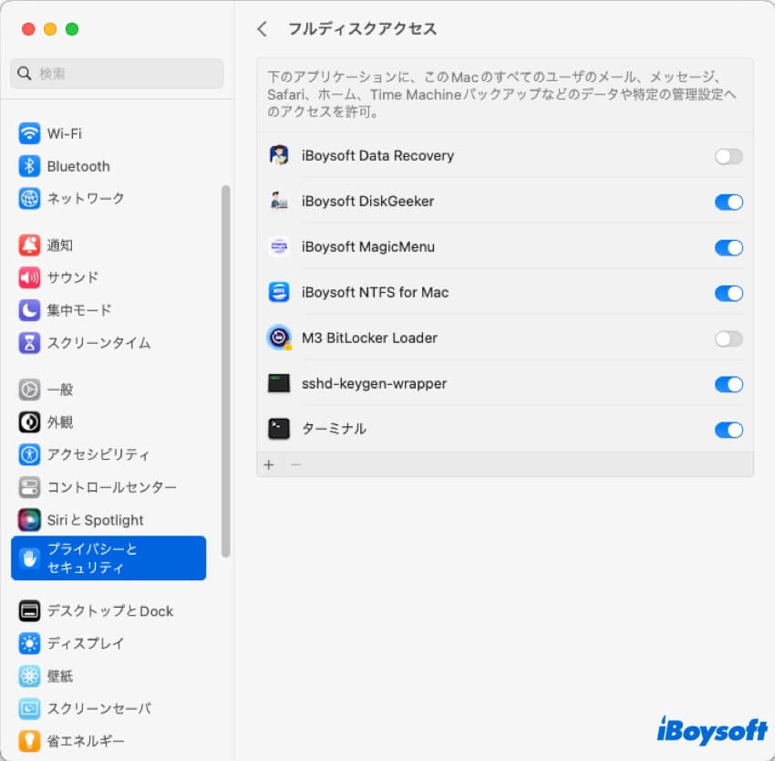 フルディスクアクセス