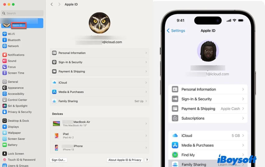 macとiphoneが同じapple idにログイン