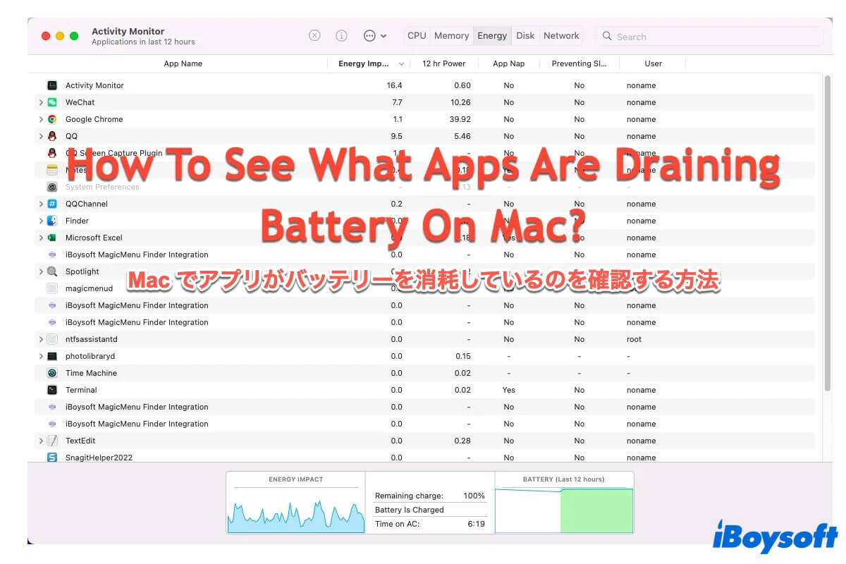 Mac のバッテリーを消耗しているアプリを確認する方法