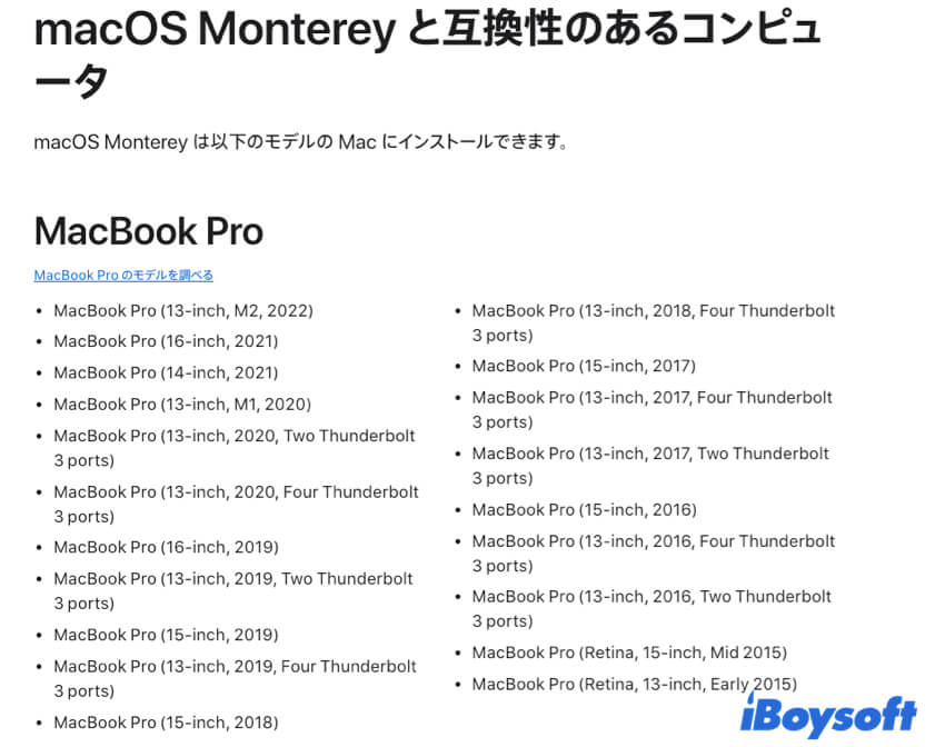 適用モデルmac OS Menterey