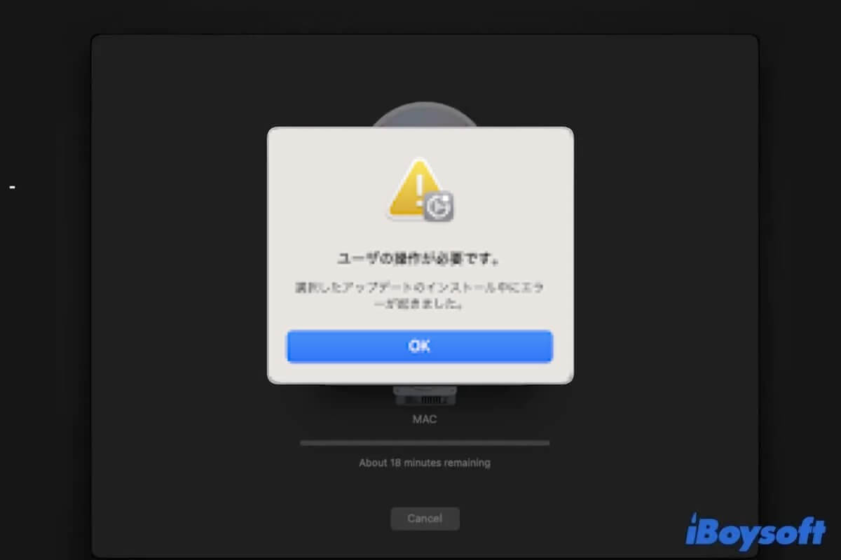 ユーザの操作が必要です