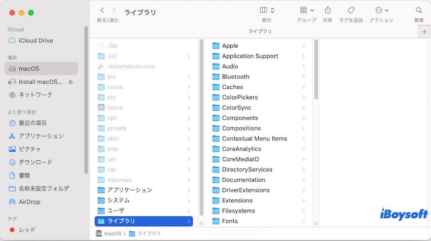 Macでのライブラリフォルダ