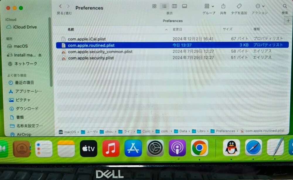 routined plistファイルを削除