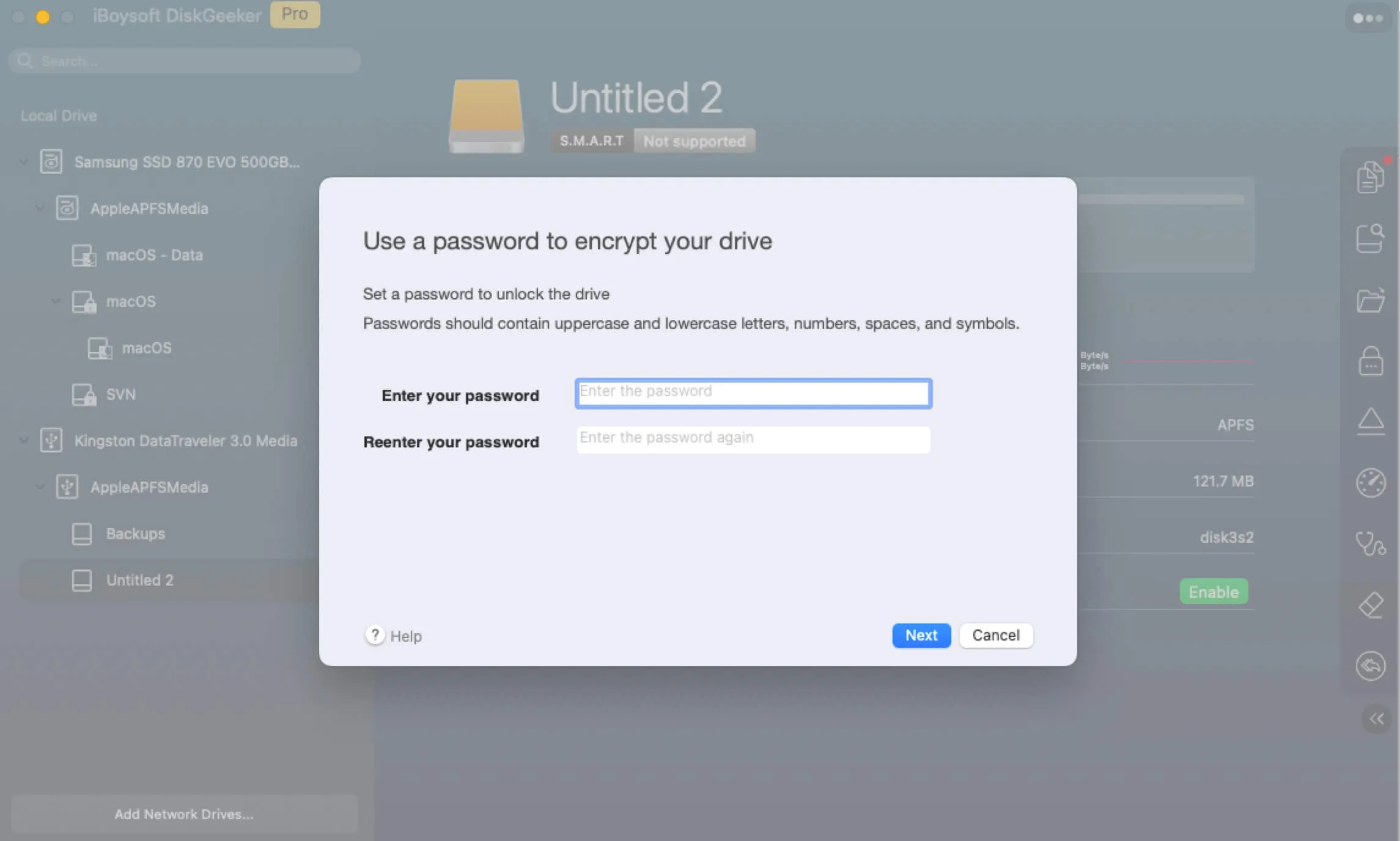 enter password to encrypt disk