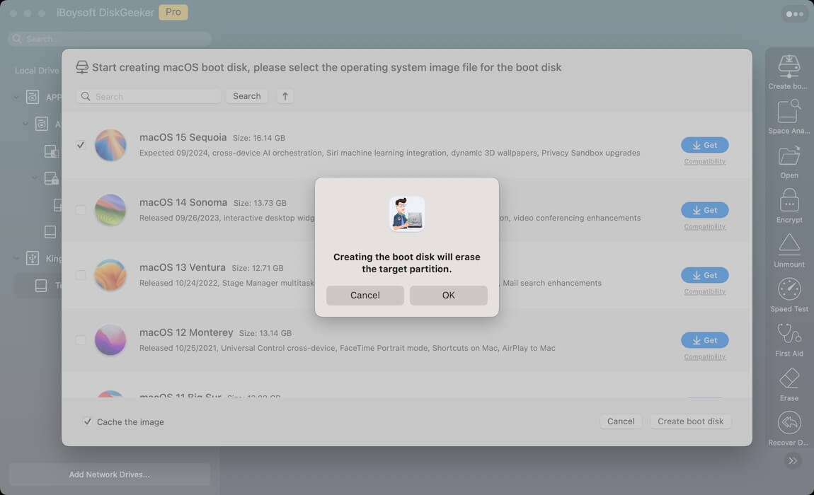 The warn that disk will be erased when creating macOS Sequoia bootable drive
