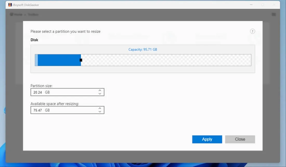 resize partition