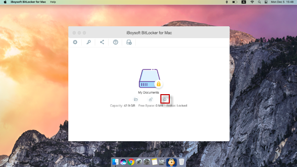 Ejetar unidade encriptada com o BitLocker no iBoysoft BitLocker para Mac