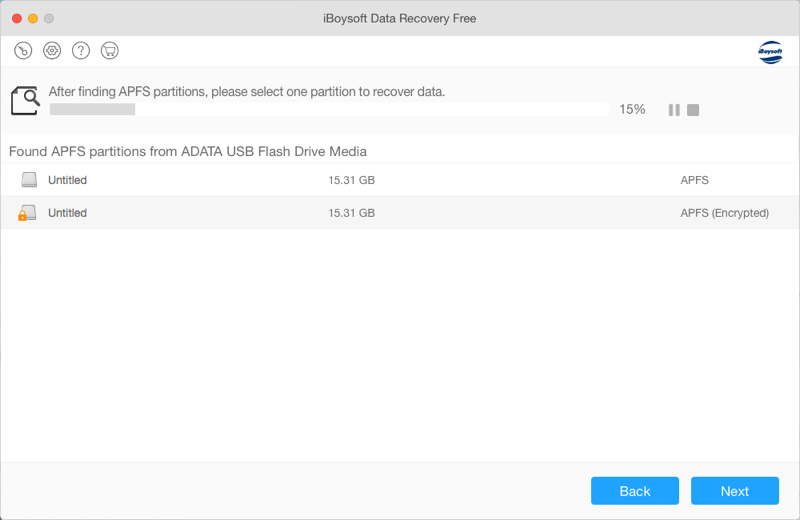 choose a APFS partition and click Next to recover data