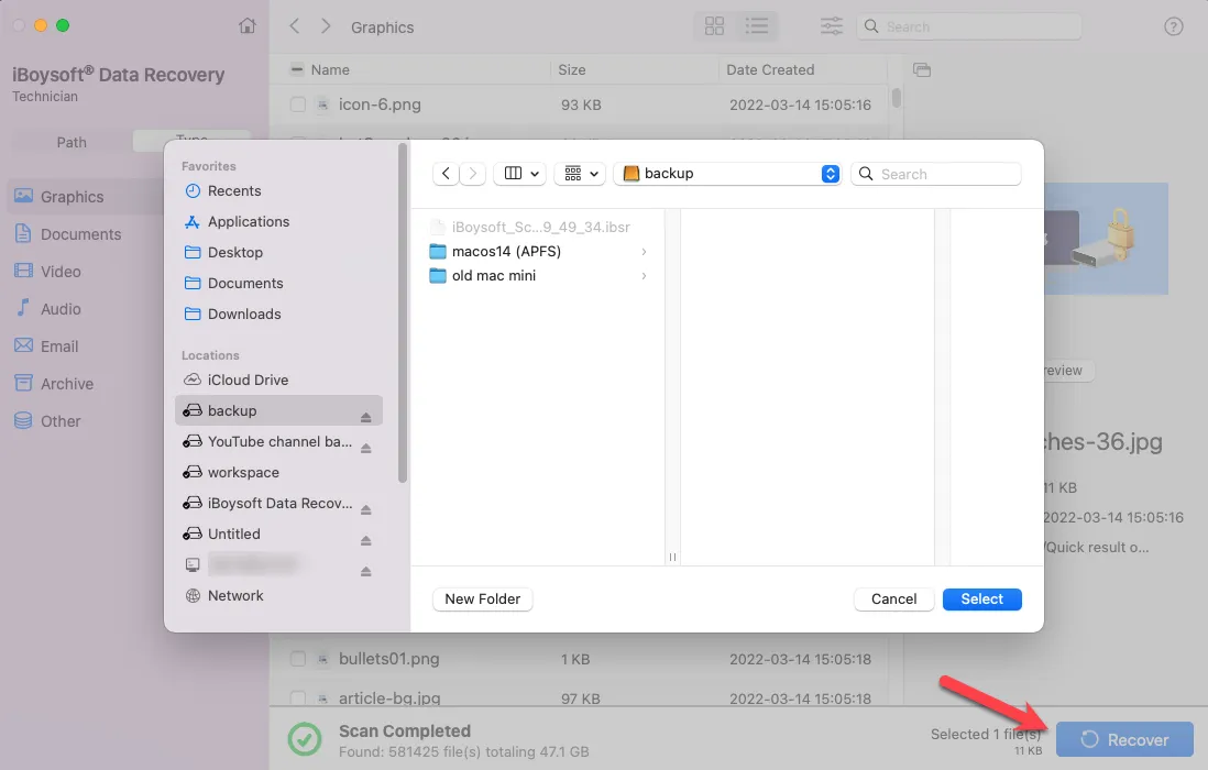 recuperar archivos del disco APFS usando iBoysoft Data Recovery para Mac