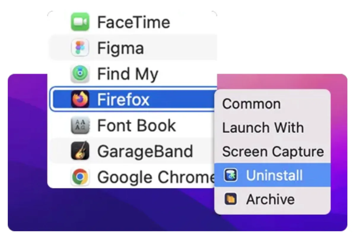 Haz clic derecho para desinstalar aplicaciones en Mac