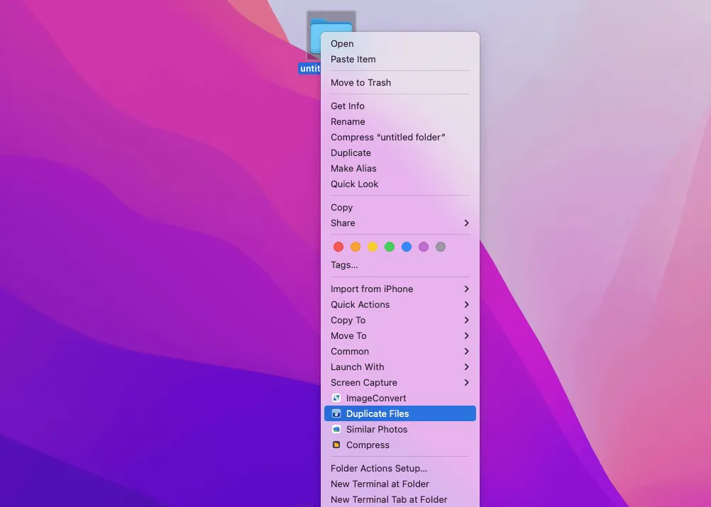 clic droit pour trouver des fichiers en double sur Mac