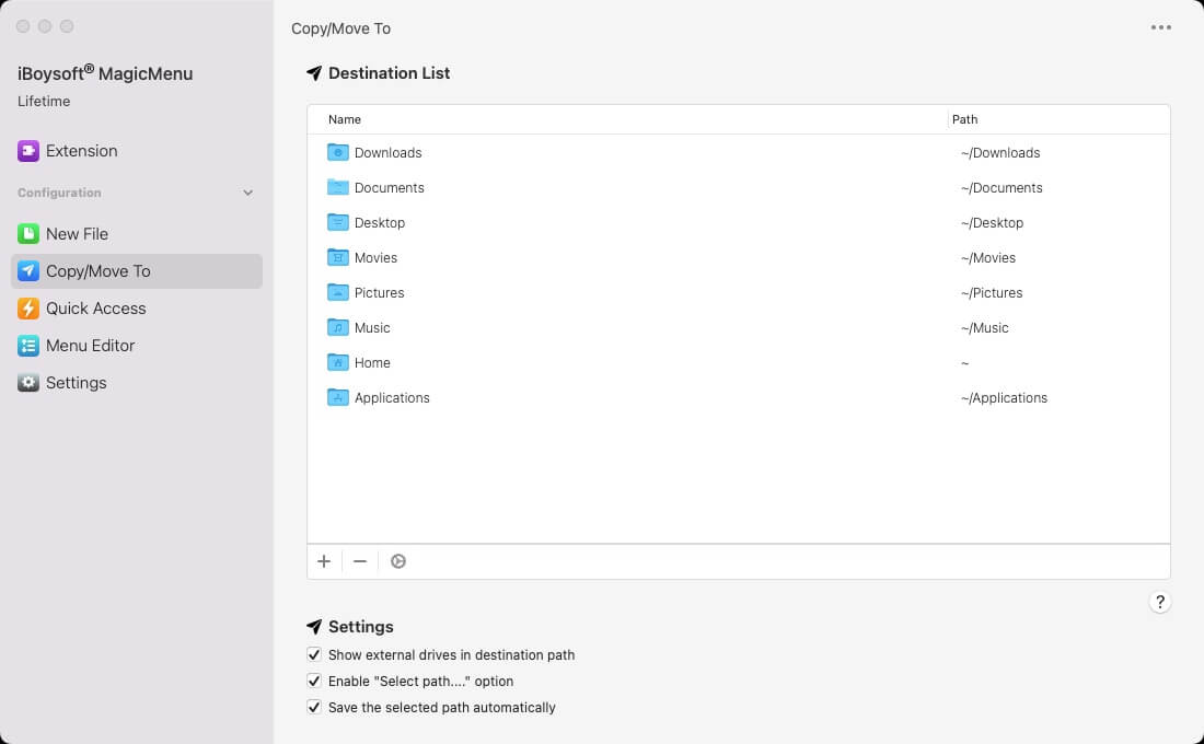 Mover archivos con iBoysoft MagicMenu