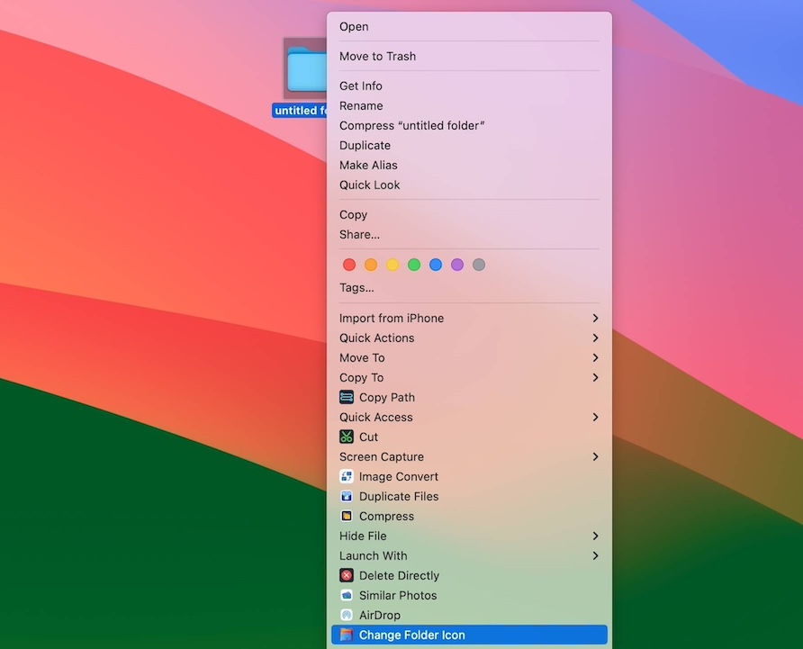 right click to choose Change Folder Icon
