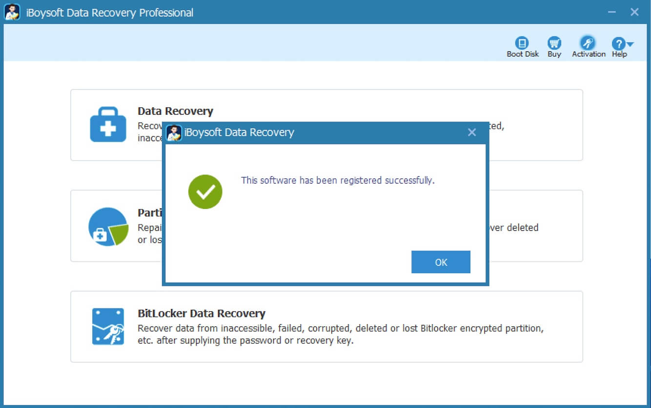 Activate iBoysoft Data Recovery