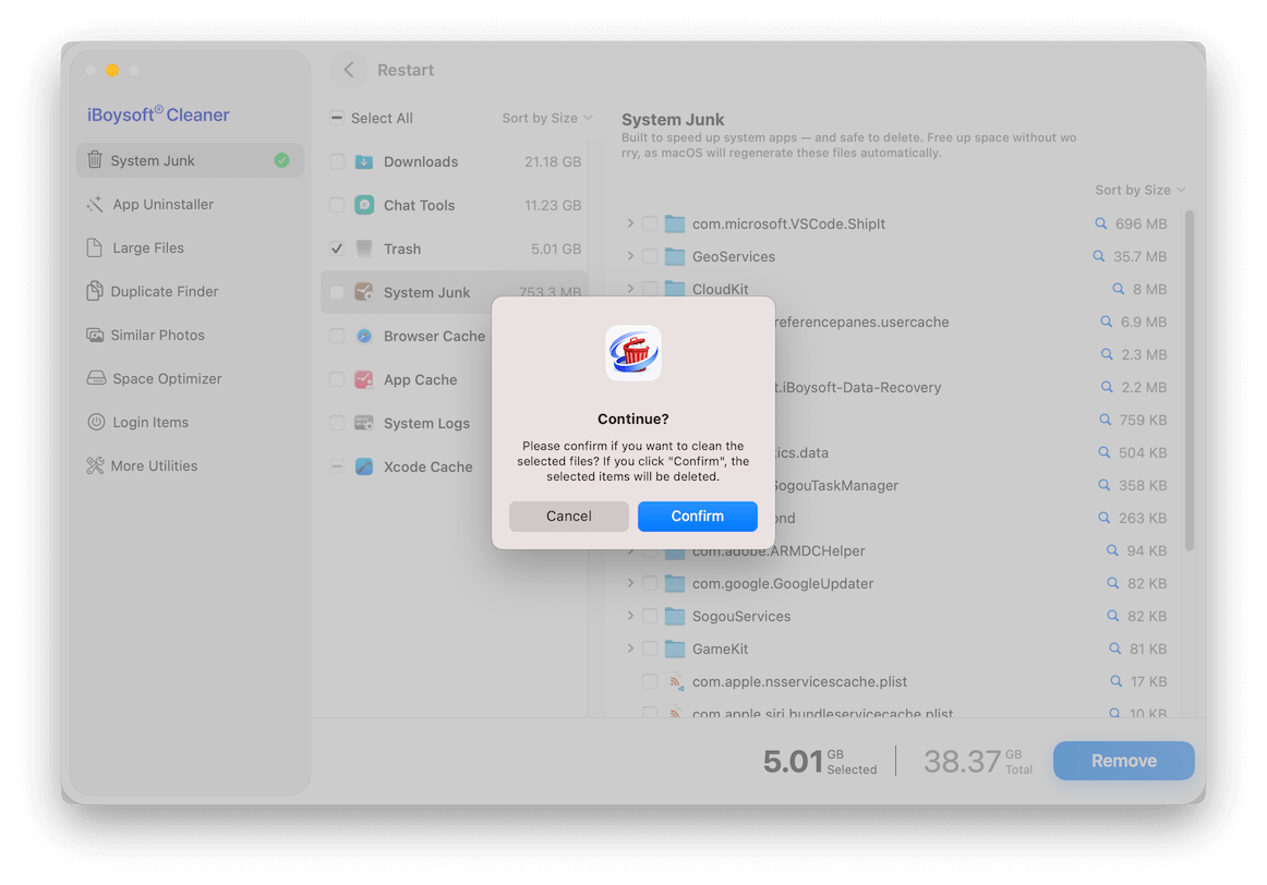 Confirm the deletion