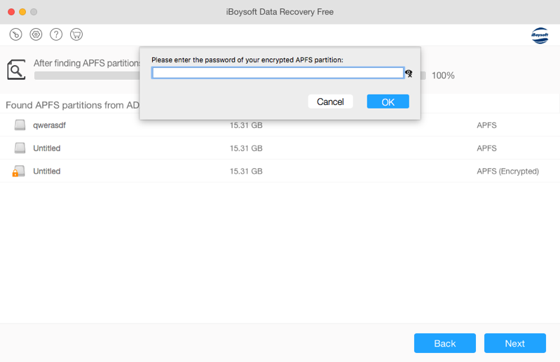 Recover lost data from the APFS drive after APFS decryption process paused